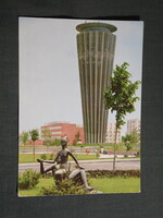 Képeslap,Tiszaújváros,Anya és leánya szobor,park,víztorony látkép,részlet,1976