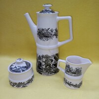 Ritka, vadász jelenetes "Villeroy & Boch ",SAAR,  Artemis kávés kanna, cukortartó, tej-tejszín kiönt