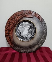 Szász Endre porcelán fali kép bőr keretes