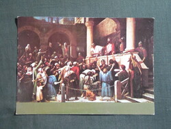 Képeslap,Debrecen Déry múzeum,Munkácsy Mihály,Ecce Homo festmény,1986