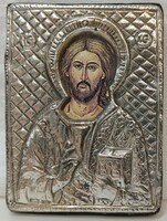 Jelzett Ezüst Ortodox Ikon Reprodukció - Jézus Krisztus!
