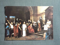 Képeslap,Budapest Nemzeti múzeum,Munkácsy Mihály,Krisztus Pilátus elött festmény,1979