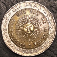 Argentína 1 peso, 1995., Verdejel: "A" - Daejeon (Tedzson) Dél-Korea. Hatágú csillag az évszám fölöt