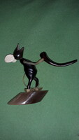 Régi CSONTBÓL és szaruból készített Iparművész Art deco szobor Egér ivókürttel 12 cm képek szerint