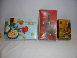 Három darab retro "Konyakmeggy" bonbonos, desszertes doboz együtt