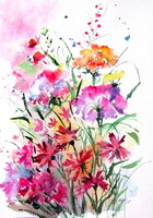 Colorful wildflowers II-  watercolor painting - Színes vadvirágok II - akvarell festmény