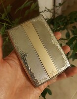 Antik ezüst mesés cigarettatárca arany berakással! 175gr!