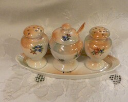 RÉGI VICTÓRIA PORCELÁN ASZTALI FŰSZERTARTÓ KÉSZLET