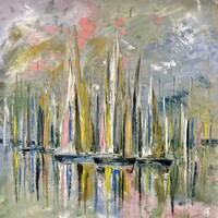 90x90cm Vitorlás festmény Balaton, vitorlázás