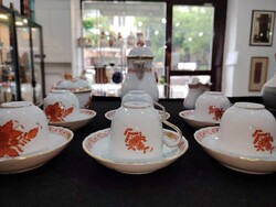 Herendi Apponyi mintás, orange 6 személyes kávéskészlet