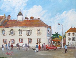 Bánfi - "Eltűnt kupolák nyomában..." Tabán - (olaj,karton 27×33 cm)