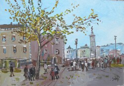 Bánfi - "Eltűnt kupolák nyomában..." Óbuda - (olaj,karton 23×33 cm)