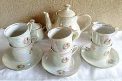Vintage jelenetes porcelán teás készlet