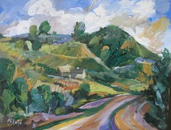 Bánfi - "Dombos táj..."  Mecsek - (olaj,karton 33×43 cm)