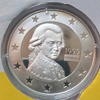 Ezüst emlékérem az Euró bevezetésére , Ausztria , Mozart , 1999