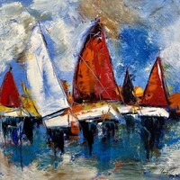 70x70cm Vitorlás festmény Balaton, vitorlázás