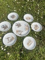 Alföldi porcelán süteményes vadász mintás készlet