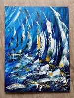 80x60cm Vitorlás festmény Balaton, vitorlázás