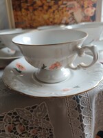 Antik porcelán teás/kávés csésze tanyérral 6 szett