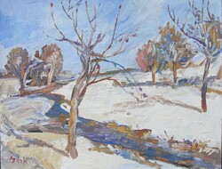 Bánfi - "Téli táj..." - (olaj,karton 33×43 cm)
