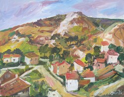 Bánfi - "Dombos táj..."  Bakony - (olaj,karton 33×43 cm)