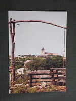 Képeslap,Tihany,Bencés Apátság templom,gémeskút,városi látkép,részlet,1983-