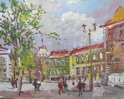Bánfi - "Eltűnt kupolák nyomában..." Buda - (olaj,karton 27×33 cm)