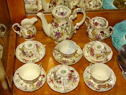 ZSOLNAY 6-OS PORCELÁN LEPKÉS PILLANGÓS KÁVÉS MOKKÁS KÉSZLET  HIBÁTLAN!!! KOMPLETT 6 SZEMÉLYES!!!