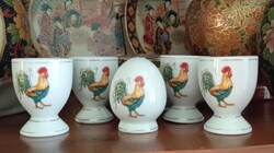 Vintage porcelán tojástartó készlet 5 db (lágytojás, kakasos)
