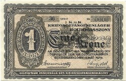 1 korona 1916 K.u.K. Boldogasszony Hadifogoly-tábor Hajtatlan aUNC Szuper alacsony sorszám "0006"