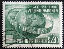 A1022p /  Ausztria 1955 10 éves az ENSZ bélyeg pecsételt
