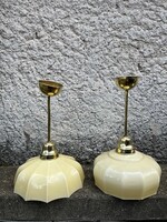 Art Deco mennyezeti lámpa champagne üveg &réz - csillár vintage retro design Bauhaus