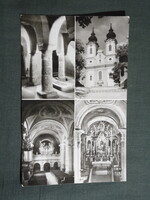 Képeslap,Tihany,mozaik,Bencés Apátság templom,altemplom,oltár,orgona látkép,részlet,1966-