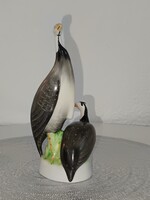 Holloházi Porcelán Gyöngy tyúk pár - Hibátlan -Nagy méretű