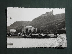 Képeslap,Tihany,Biológiai intézet,kikötő,Badacsony gőzhajó látkép,részlet,1959-