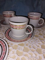 Alföldi porcelán Uniset kávés, bordó-arany, hiányos