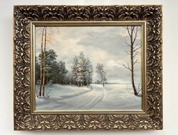 Téli reggel tájkép 40x50 cm + keret