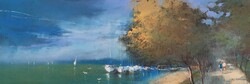 Pósa Ede - Balaton 24 x 68 cm pasztell, papír