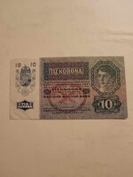 10 korona 1915-ből, papírpénz régi bankjegy