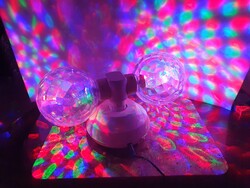 Fantasztikus retro dupla diszkógömb pörög s forog X4-life díszvilágítás neon party light a3