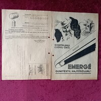 "EMERGÉ" 2 Lap Nyomtatvány (PLAKÁT-REKLÁM-ÁRJEGYZÉK) Képek + Leírás