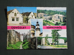 Képeslap,Sopron,mozaik,üdülő,szálló,Ikva patak,Két Mór ház látkép,részlet,1976-