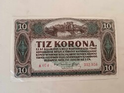 10 korona 1920-ból, szép állapotban, tíz koronás bankjegy