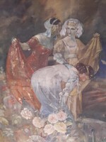 160x280 cm. Darilek Henrik festmény /  Szecessziós.