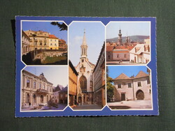 Képeslap,Sopron,térképes,színház,festőköz,Orsolya templom,Rejpál ház,utca látkép,részlet,1989-