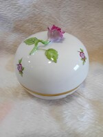 2503/9 Herendi porcelán nagy rózsafogós gömb alakú bonbonier