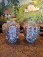 ANTIQUE JAPANESE SATSUMA PORCELAIN GINGER JAR PAIR