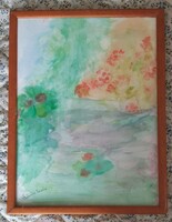 Szántó Piroska: Tavi rózsa Tempera papír.