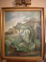 Garabuczy Ágnes - Tájkép torzóval - olajfestmény