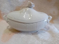 2503/7 Herendi fehér porcelán rózsafogós füles tálka bonbonier